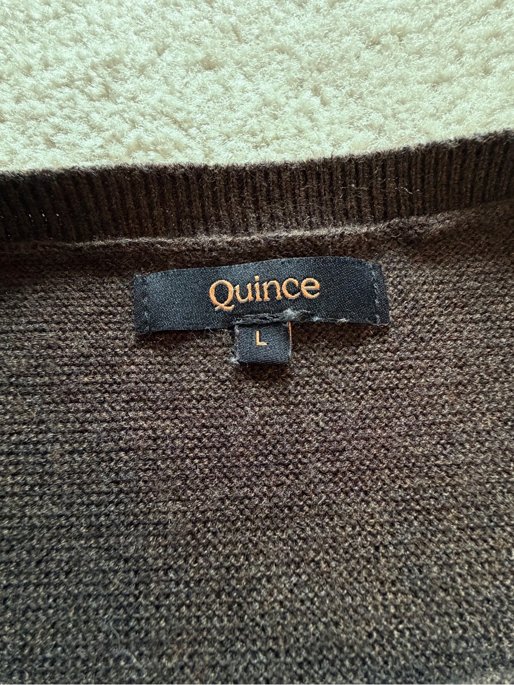 Quince Womens L Lightweight Cotton Cashmere Link-Stitch Dolman Sweater Brown - Picture 4 of 7